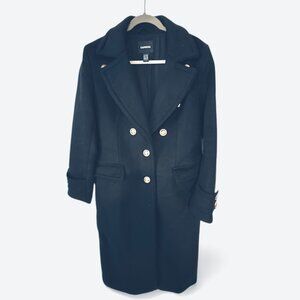 Express Navy Trench Coat with Gold Buttons